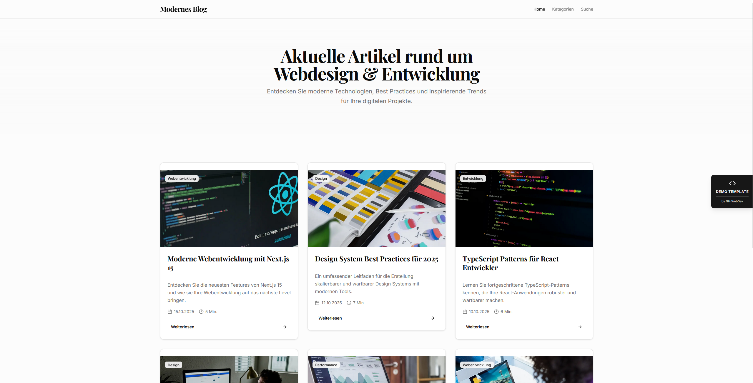 Blog Template - Hauptseite