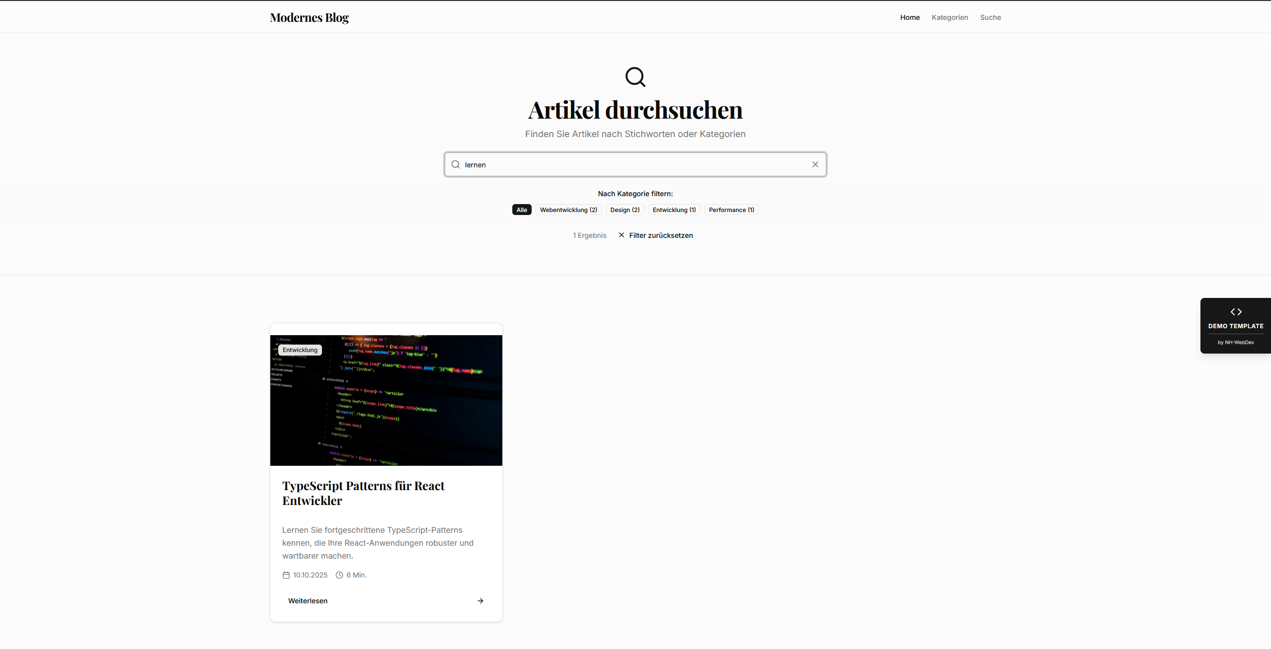 Blog Template - Suchfunktion